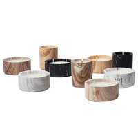 Bougie artisanale de décoration d'intérieur luxueuse personnalisée, cire de soja longue durée avec pot en céramique et grain de marbre en bois parfumé