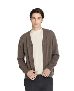 Fabricante Profesional de Cárdigans Casuales Mongoles, Suéteres para <span class=keywords><strong>Hombre</strong></span>, Suéter de Lana, Cárdigan de Cachemira con Cuello en V - Product Image 1