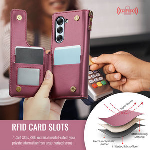 CaseMe China <strong>Supplier</strong> for Samsung Galaxy Z Fold 6 <strong>Case</strong> Wrist Strap Pencil Slots Wallet <strong>Leather</strong> <strong>Case</strong> for Samsung Z Fold 6 5 4 3 - Product Image 2