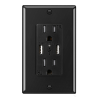 Prise murale intérieure certifiée ETL, double prise US avec deux ports USB, charge rapide, 15A 250V, prise PC
