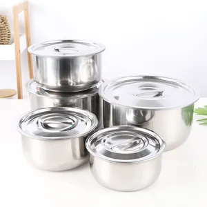 Fabriek Groothandel 10Pcs Inductie Kookgerei Sets Cookware Metalen Rvs Voorraad Pot Met Deksel