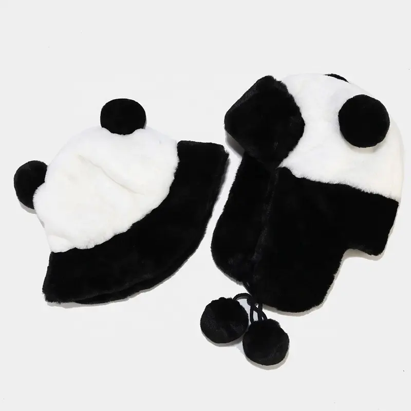 Nuovo simpatico animale di peluche russo cappello invernale caldo sciarpa da sci cappello divertente cartone animato orso Panda pelliccia pelliccia pelliccia cappello secchiello per uomo donna