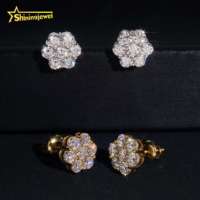 Expédition depuis l'entrepôt américain en 24h : Boucles d'oreilles clous en moissanite en grappe, style Iced Out, couleur VVS D, testées positivement au testeur de diamant, en argent 925, bijoux Hip Hop