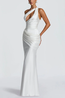Robe de soirée trapèze en satin sur mesure, épaules dénudées, longueur ras du sol, avec fonction antistatique, idéale pour les fêtes (vente en gros)