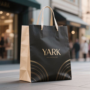 Bolsa de Compra de Papel Kraft Marrón Biodegradable, Bolsa de Compra Ecológica Personalizada con Impresión para Supermercado - Product Image 1