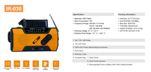 Khẩn cấp di động đài phát thanh năng lượng mặt trời Hand Crank noodradio 2000mAh ngân hàng điện với LED đèn pin, ngoài trời Survival kit - Product Image 6