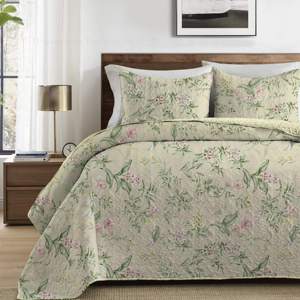 100% Polyester hoa mẫu 3pcs bedspread thiết lập in Quilt cho nữ hoàng/Vua Kích thước - Product Image 2