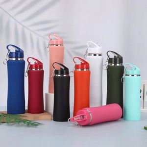 Botella de Agua Aislada de Acero Inoxidable, Estilo Cinturón, Portátil, 600ml/750ml, Termo al Vacío con Pajita y Tapa Antiderrames para Viajes y Gimnasio - Product Image 3