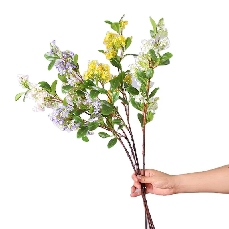 Hot Sale Konservierte grüne Blätter Hausgarten Dekor Künstliche Osmanthus Blume Fragrans Stiel Real Touch Seiden blätter