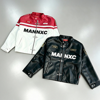 Veste en cuir PU personnalisée avec logo, design tendance, boucle de pompier, fermoir mousqueton, manteau vintage en cuir PU pour hommes