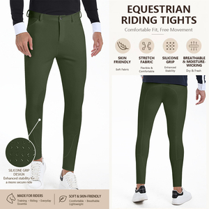 Calças de Montaria Masculinas Verde Exército Leves com Reforço no Joelho, Elásticas e Duráveis, com Bolsos para Prática - Product Image 1