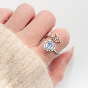 Personalized Designer Rotating Zircon Gemstone <b>Rings</b> Copper Rhodium Plated Trendy Anti <b>Stress</b> Jewelry for Women - Product Image 3