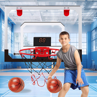 Meilleure vente : Mini-panier de basket d'intérieur pour enfants avec tableau de scores LED et balles, à fixer sur la porte