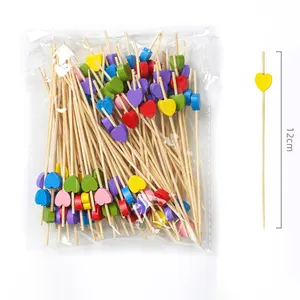 Tùy chỉnh đầy màu sắc tre Picks Cocktail Gậy Top Grade Bead tre Burger Knot xiên