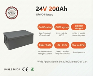 แบตเตอรี่ลิเธียมไอออน Deep Circle แบบชาร์จได้ Lifepo4 24v/48v 200ah สำหรับสำรองพลังงานแสงอาทิตย์/รถยนต์/ - Product Image 5