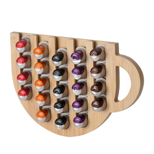 Tempat Penyimpanan Kapsul Kopi Bambu yang Dipasang di Dinding, Tempat Penyimpanan Kapsul Kopi Nespresso untuk Meja Dapur - Product Image 1