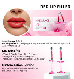 Hadurage 2x1ml Red Lip Filler <span class=keywords><strong>Injection</strong></span> - Formule professionnelle à l'<span class=keywords><strong>acide</strong></span> <span class=keywords><strong>hyaluronique</strong></span> pour des lèvres pulpeuses et brillantes de couleur rouge - Product Image 6