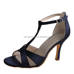 Wedopus صنادل مخصصة كعب ولون أحذية سهرة كحلي كعب عالي ساتان 9 - Product Image 2