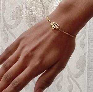 Inspire jewelry Ek Onkar and Khanda Bracelet Gold Plated Handmade in PUNJABI Gurmukhi with high polish <strong>Sikh</strong> Khalsa gift item