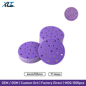 <span class=keywords><strong>Disque</strong></span> abrasif en <span class=keywords><strong>céramique</strong></span> d'alumine violette de 150 mm (6 pouces) à 17 trous, auto-agrippant, anti-colmatage, pour ponçage à sec, compatible Festool (OBM) - Product Image 1