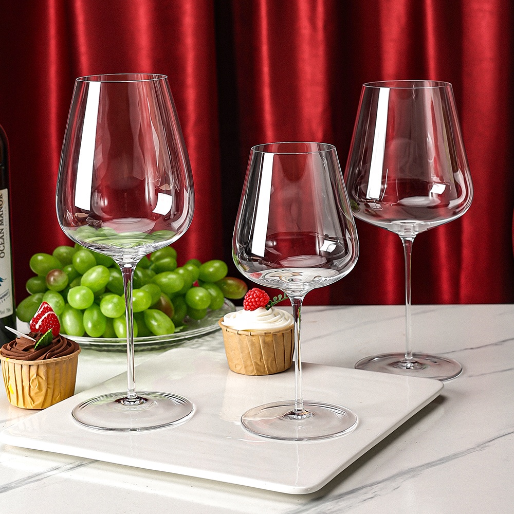 Elegant Super-Thin Big Bowl Red Wine Glasses - Clear Crystal