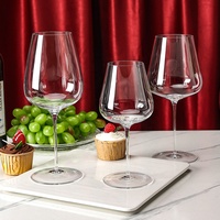 Verres à vin élégants ultra-fins à grand bol sur pied en cristal transparent pour mariage, vente en gros