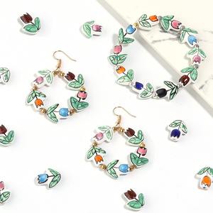 Grazioso disegno a mano in porcellana tulipano fiore fai da te creazione bracciale collana accessori decorazione con perline per la creazione di gioielli - Product Image 1