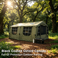 Tente gonflable verte 17.28 pour glamping, grande tente de camping portable en coton de haute qualité, tente de camping extérieure imperméable
