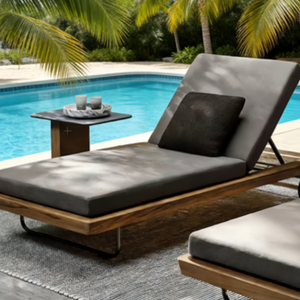 2026 Nordic Leisure Chaise longue d'extérieur en bois de teck, imperméable et résistante aux UV, pour terrasse, villa, jardin, cour, piscine et patio - Product Image 5