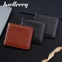 Dompet Pendek Pria Kulit Baru dari Baellerry dengan Nuansa Mewah dan Banyak Slot Kartu, Dompet Kecil Retro Sederhana untuk Pria