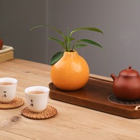 MSH Ornement décoratif de petit vase en céramique orange au design minimaliste moderne pour chambre à coucher