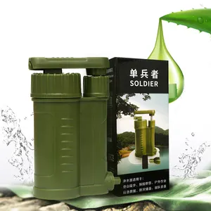 portable outdoor survival water filter personal for travel emergency filter clean water easy operation with hand pump