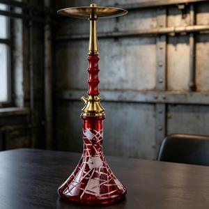 Set de Hookah de Vidrio Rojo con Acabado Lacado de Acero Inoxidable, Pipa de Shisha Moderna con Cazoleta y Manguera en Tono Latón, Ideal para Bar o Regalo - Product Image 4