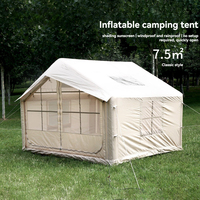 Tente de camping gonflable de style classique de luxe, 7,5 m², tente en Oxford imperméable pour les fêtes en plein air, les jardins et les séjours de glamping de luxe