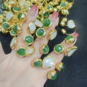 BD-L2086 독특한 디자인 곰 발 labradorite 반지 선물 장미 석영 반지 고급 보석 녹색 aventurine 커프 반지 - Product Image 4