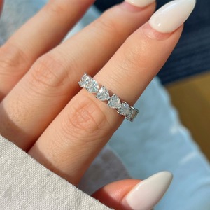 Fashion Women Jewelry 4mm Moissanite Gold Plated 925 <strong>Sterling</strong> <strong>Silver</strong> Hip Hop Personalized Eternity Band Tennis <strong>Ring</strong> Prong <strong>Set</strong> - Product Image 4