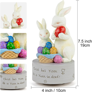 กล่องดนตรีเรซิ่นรูปสัตว์ งานฝีมือประณีต ทำตามสั่ง <span class=keywords><strong>เพลง</strong></span>สุขสันต์วันเกิด ของขวัญกระต่ายอีสเตอร์ ของตกแต่งอเนกประสงค์ - Product Image 2