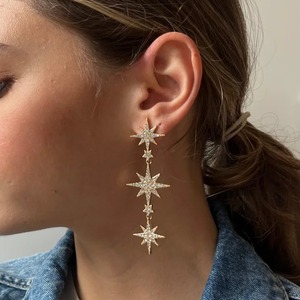 ต่างหูห้อยประดับพลอยเทียมรูป<span class=keywords><strong>ดาว</strong></span>และพระจันทร์ของผู้หญิงต่างหูเครื่องประดับแฟชั่นแบบแถบ zhex - Product Image 4