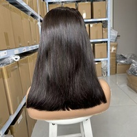 Venta al por mayor, envío inmediato desde el almacén: Peluca bob con encaje frontal 13x4 de cabello humano 16A SDD en negro transparente para mujer