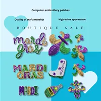 Patch en sequins pour Mardi Gras, fleur de lys, 9 pouces, pour vêtements