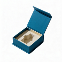 Fabrication d'emballages en carton rigide bleu de luxe sur mesure pour produits cosmétiques et de soins de la peau, boîte cadeau en papier avec fermeture magnétique, insert en EVA