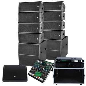 Оптовый комплект пассивных линейных массивов из 10 динамиков с 21-дюймовым сабвуфером, усилителем, аудиомикшером и мониторными колонками для мероприятий - Product Image 1