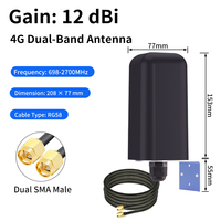 Antenne omnidirectionnelle verticale 4G double bande 12dBi pour extérieur avec connecteur N mâle et câble RG58 pour routeur WiFi et point d'accès sans fil