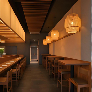 Barra de Sushi para Restaurante Japonés, Mostrador <span class=keywords><strong>Izakaya</strong></span> de Madera Sólida Personalizado, Iluminación LED, Vitrina de Pared para Vinos para <span class=keywords><strong>Bar</strong></span> Japonés - Product Image 3