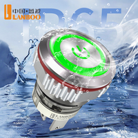 Interruptor de Botón Pulsador LED LANBOO 16E3 de Alta Corriente, 16 mm, 16 A, Impermeable, de Acero Inoxidable, para Uso Industrial y Doméstico, 24 V, IP65