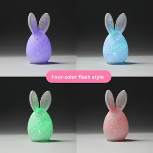 Lampe de nuit creuse imprimée en 3D avec lapin de Pâques de dessin animé et œufs colorés, décoration de festival multicolore - Product Image 3