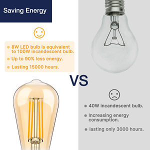 Bóng đèn <span class=keywords><strong>LED</strong></span> dây tóc Edison ST19 Amber E26/E27 900LM AC110V-220 8W kiểu cổ điển, độ sáng cao - Product Image 3