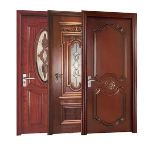 Modern luxury villa interior bedroom wooden door high quality custom carved pattern door