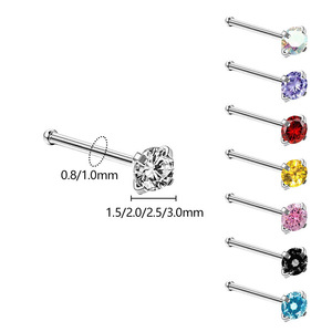 Vente en gros d'anneau de <span class=keywords><strong>nez</strong></span> en alliage de titane F136 de la mode européenne et américaine Zircon épingle à cheveux droite brillante bijoux de piercing - Product Image 2