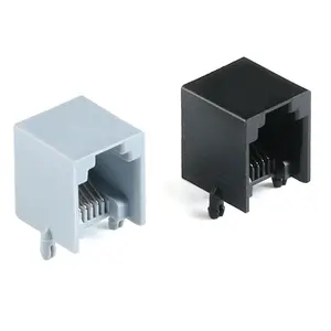 Conector Modular de teléfono, montaje PCB, interfaz de cristal hembra para conector de teléfono, 6P6C, RJ11, RJ12, 10 Uds.